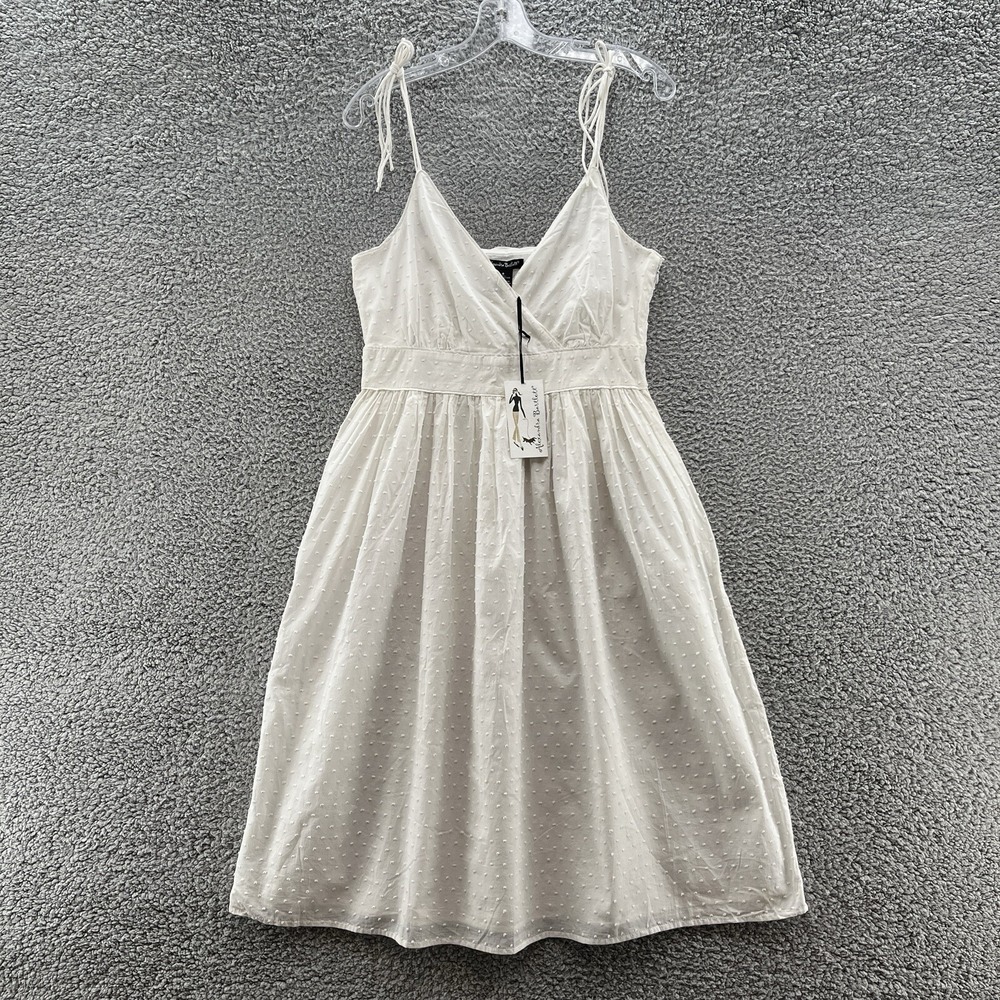 Alexandra Bartlett Dress Womens 8 White Swiss Dot Cottage Sundress Romantic Midi
